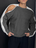 Mens Zip Design Patchwork Plush Pullover Sweater SKUK43636