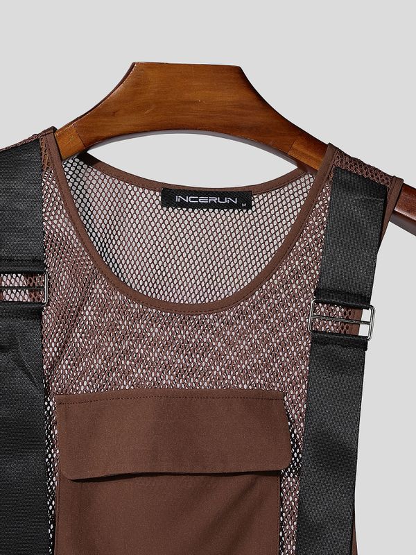 Men's Avant-Garde Mesh Utility Chest Rig Tank SKUL63033