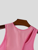 Men's Faux Leather Patchwork Casual Tank SKUL24928