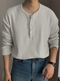 Mens Solid Half Open Collar Long Sleeve T-Shirt SKUK52243