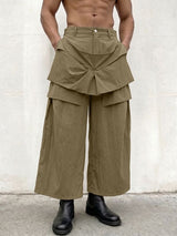 Men's Avant-Garde Deconstructed Tiered Pleated Oversized Baggy Wide Leg Pant SKUL65949