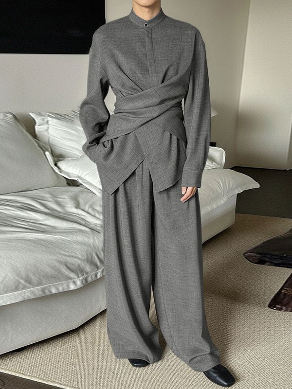 Men's Knotted Textured Two Pieces Outfit SKUL39770