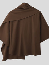 Men's Ribbon Design Loose Stand Collar 3/4 Length Sleeve Shirt SKUL51896