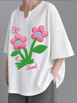 Men's 3D Floral Print Textured Half Sleeve T-Shirt SKUL32865