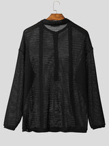 Men's Sheer Hollow Out Long Sleeve Sweater SKUL29587