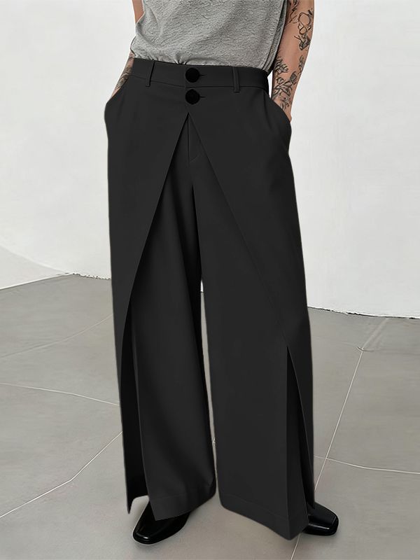 Men's Solid Color Deconstructed Layered Wide Leg Pant SKUL46193