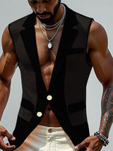 Men's Sheer Striped Casual Waistcoat SKUL19008