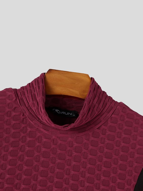 Men's Athletic Muscle Gym Workout Sheer Spliced Honeycomb Jacquard T-shirt SKUL84577
