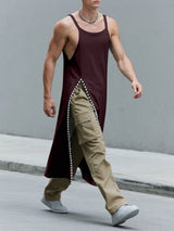 Men's Solid Color Split Hem Casual Tank SKUL27373