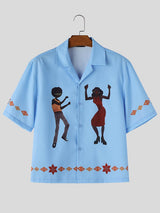Men's Retro Soul Dance Graphic Cuban Collar Shirt SKUL55490