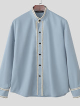 Men's Casual Contrast Color Long Sleeve Shirt SKUL45330