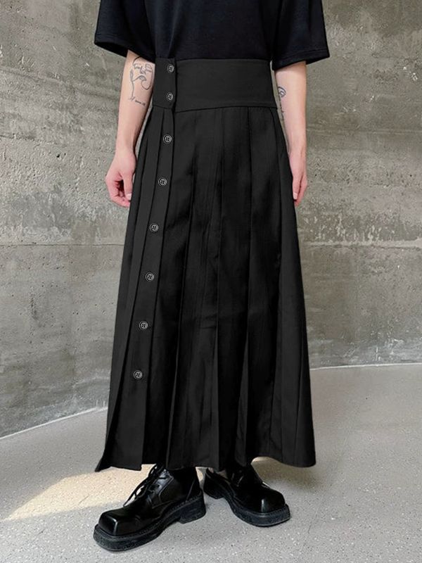 Men's Deconstructed Pleated Wide Leg Genderless Skirt SKUL50029