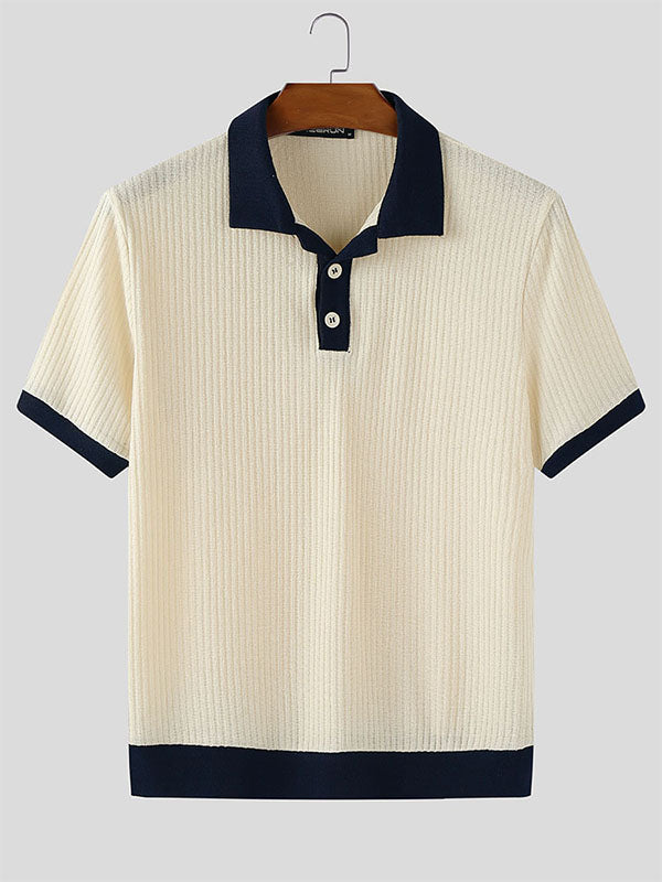 Mens Color Block Textured Short Sleeve T-Shirt SKUL17018