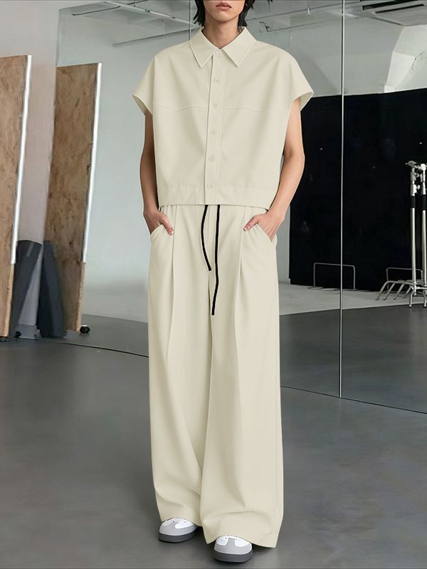 Men's Solid Color Casual Two Piece Outfit SKUL46013