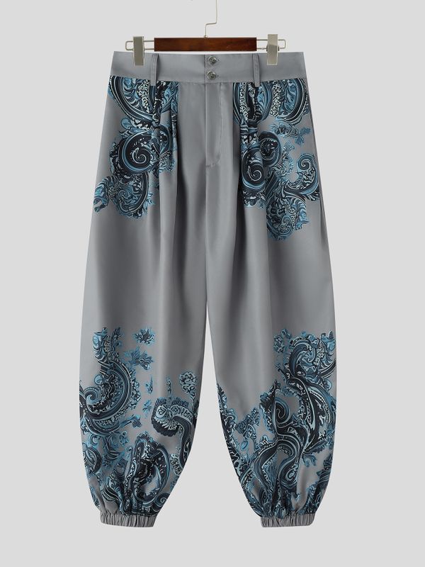 Men's High-Fashion Avant-Garde Paisley Print Wide-Leg Pant SKUL66935