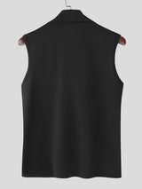 Mens Glitter Lapel Casual Tank SKUL13882