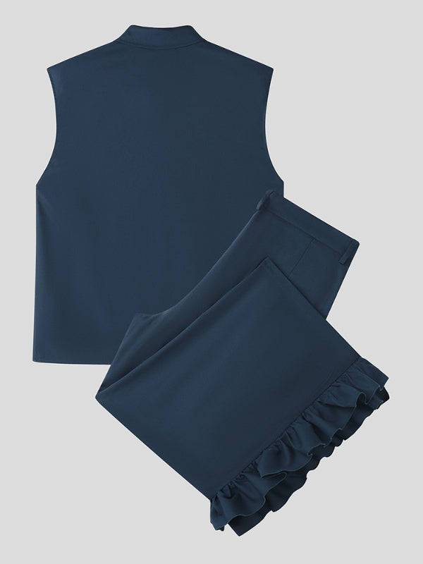 Men's Ruffle Patchwork Casual Two Pieces Outfit SKUL29598