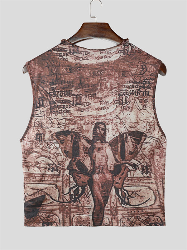 Men's Abstract Print Cropped Tank SKUL15373