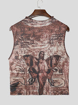 Men's Abstract Print Cropped Tank SKUL15373