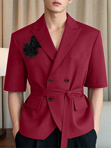 Mens 3D Flower Patchwork Short Sleeve Blazer SKUL02050