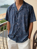Mens Floral Print Revere Collar Hawaiian Shirt SKUK12537