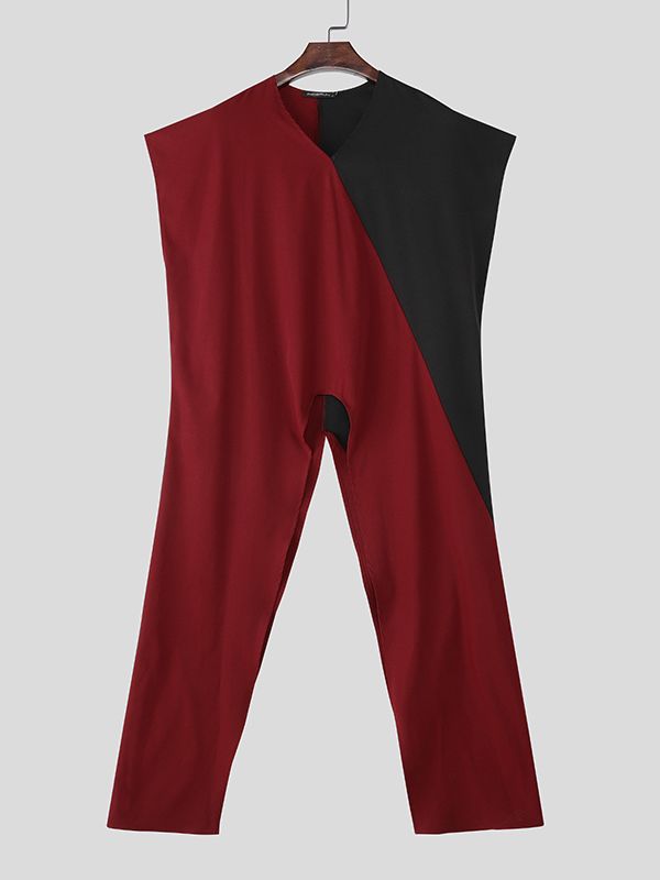 Men's Colorblock Split Hem Sleeveless T-Shirt SKUL35381