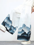 Mens Chinese Style Landscape Print Wide Leg Pants SKUK16330