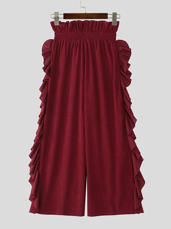 Men's Ruffled Patchwork High Waist Casual Pant SKUL29562