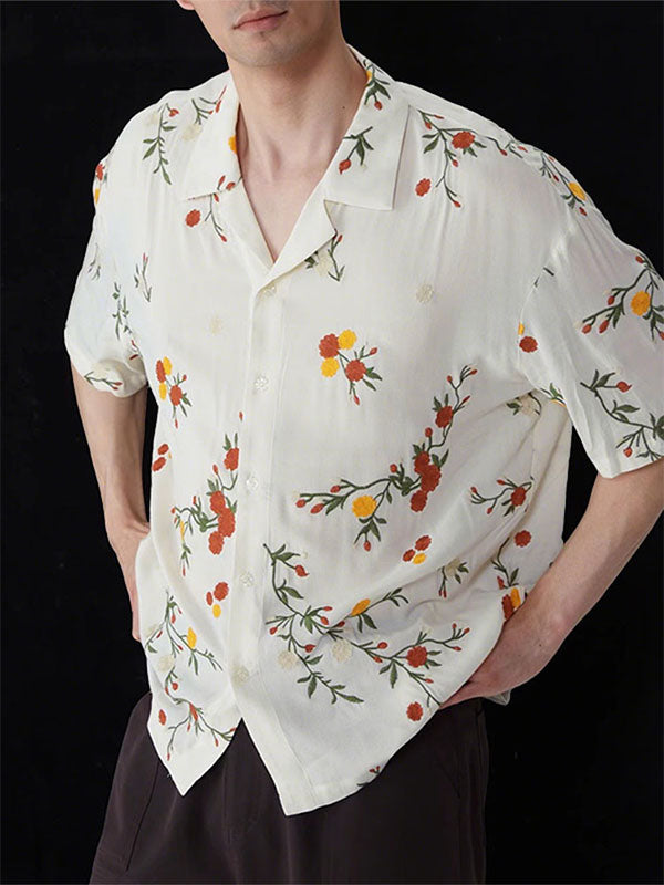 Mens Floral Print Short Sleeve Shirt SKUL11546