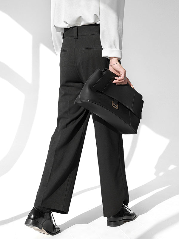 Mens Solid High Waist Casual Straight Pants SKUK09612