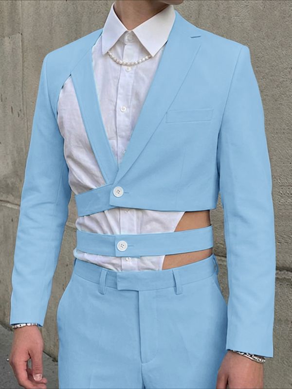 Men's Deconstructed Cutout Lace Up Casual Blazer SKUL52934