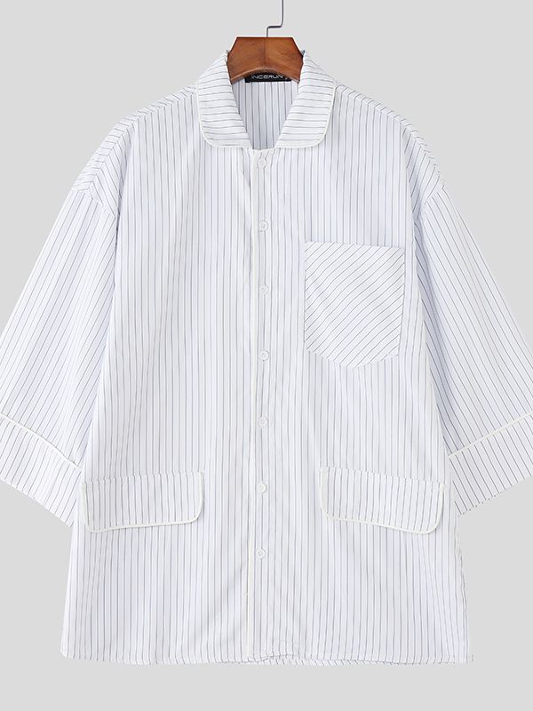 Men's Striped Colorblock Long Sleeve Shirt SKUL34140