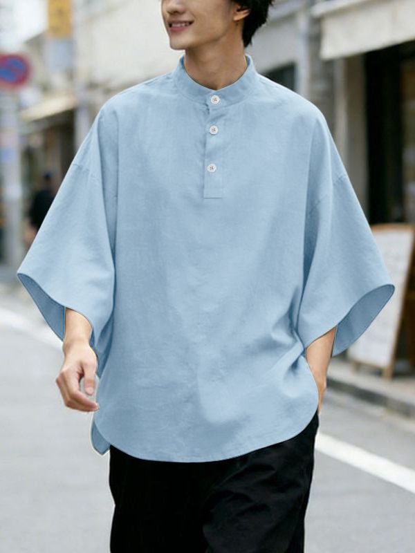 Men's Solid Color Batwing Sleeve Shirt SKUL59998