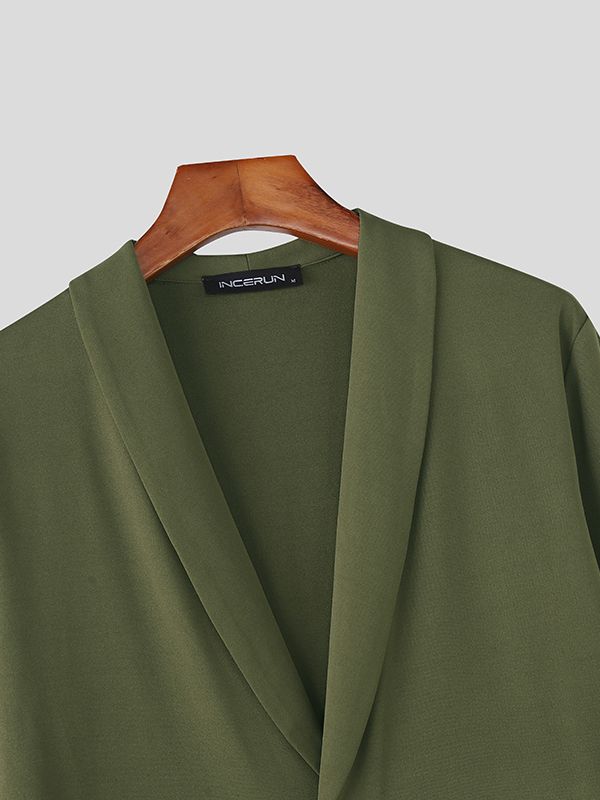 Men's Waist Cutout V Neck Long Sleeve T-shirt SKUL45203