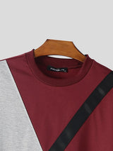 Men's Asymmetric Hem Contrast Long Sleeve Sweatshirt SKUL48662