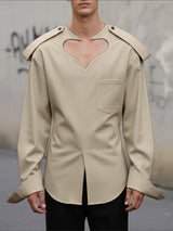 Men's Heart Cutout Design Long Sleeve Shirt SKUL43667