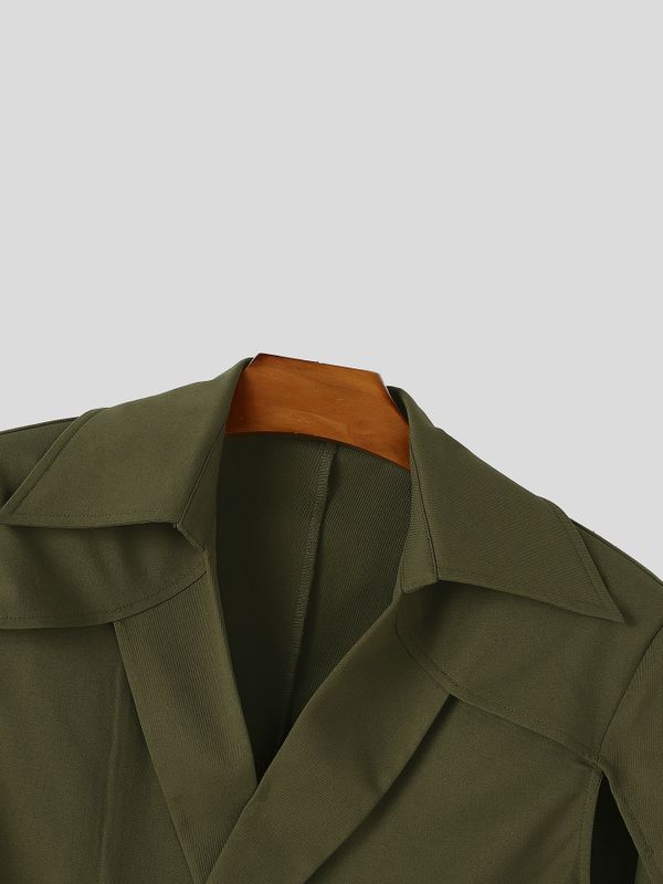 Men's Avant-Garde Runway Integrated Flowing Capelet Wrap Front Cloak SKUL83135