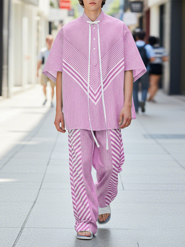 Men's Stripe Casual Two Pieces Outfit SKUL48710