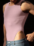 Mens Solid Rib-Knit Sleeveless Bodysuit SKUK22901
