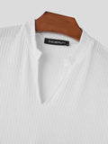 Mens Solid V-Neck Knit Short Sleeve T-Shirt SKUK40546