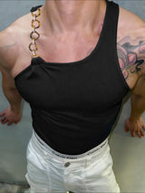 Men's Solid Color One Shoulder Casual Tank SKUL46560