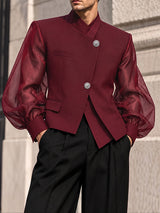 [Pre-order] Men's Neo-Chinese Chic Evening Gala Sheer Lantern Sleeve Metallic Button Wrap Blazer SKUL89208
