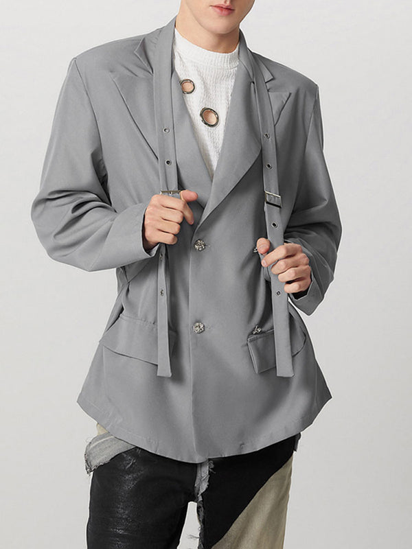 Mens Lace-Up Design Long Sleeve Blazer SKUK80595