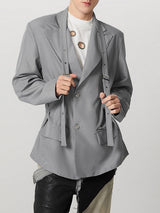Mens Lace-Up Design Long Sleeve Blazer SKUK80595