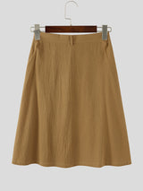 Mens Solid Color Double Zipper Casual Skirt SKUL25726