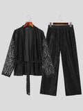 Mens Lace Tie Kimono Two Pieces Outfits SKUK44486