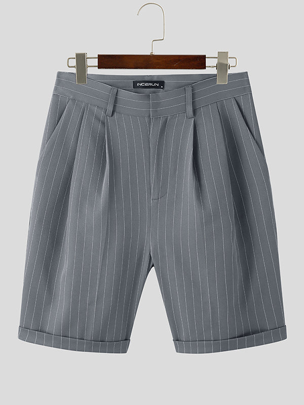 Mens Striped Mid Length Casual Straight Shorts SKUK11273