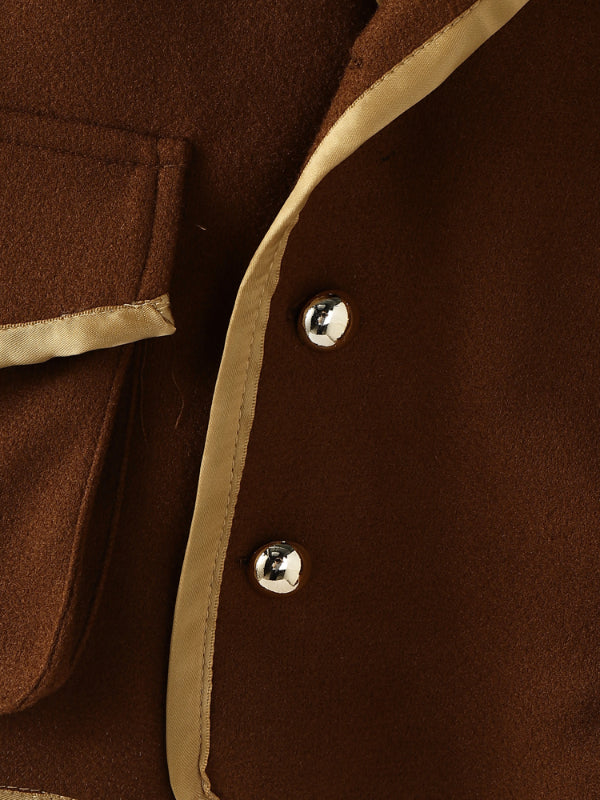 Men's Preppy Contrast Cropped Long Sleeve Jacket SKUL27422