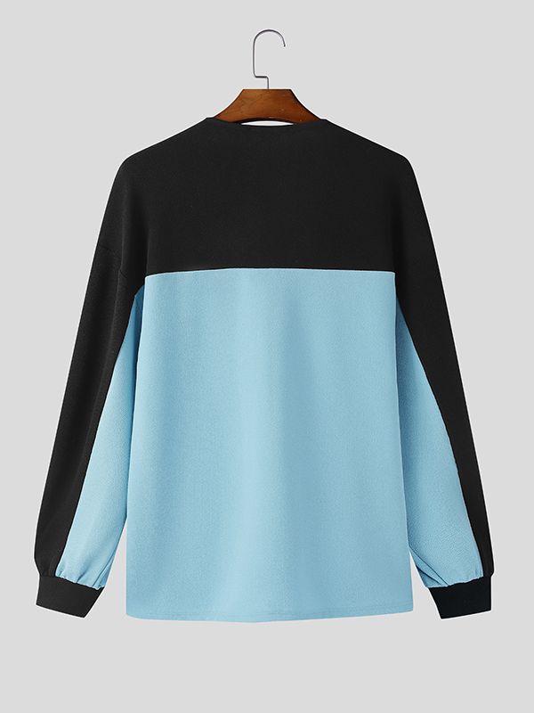 Men's Cross Design Contrast Color Long Sleeve T-shirt SKUL42374