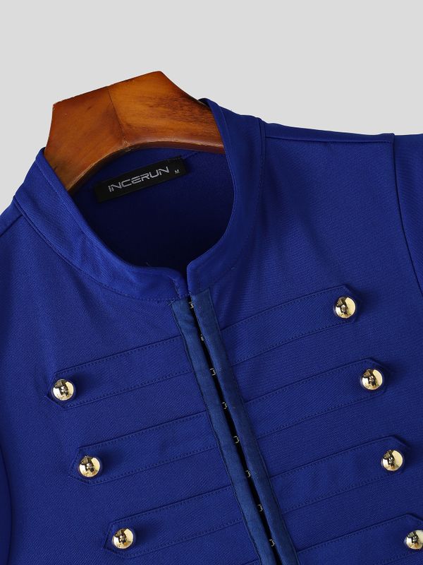 Men's Vintage Aristocrat Double-Breasted Gold Crest Button Military Drummer Tank SKUL77517